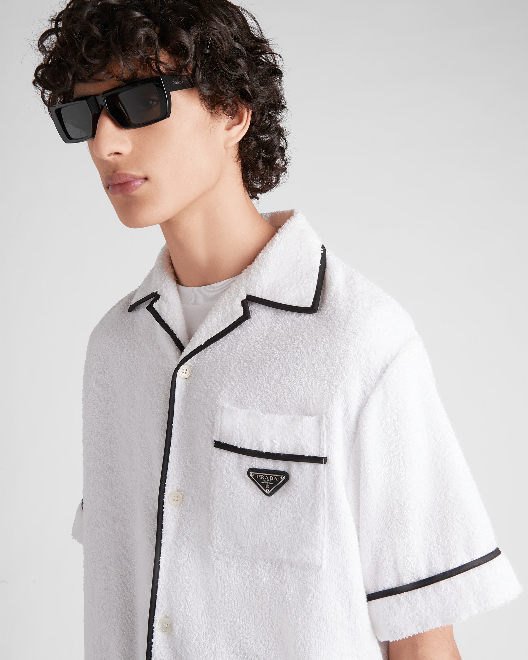 White Cotton Bowling Shirt PRADA