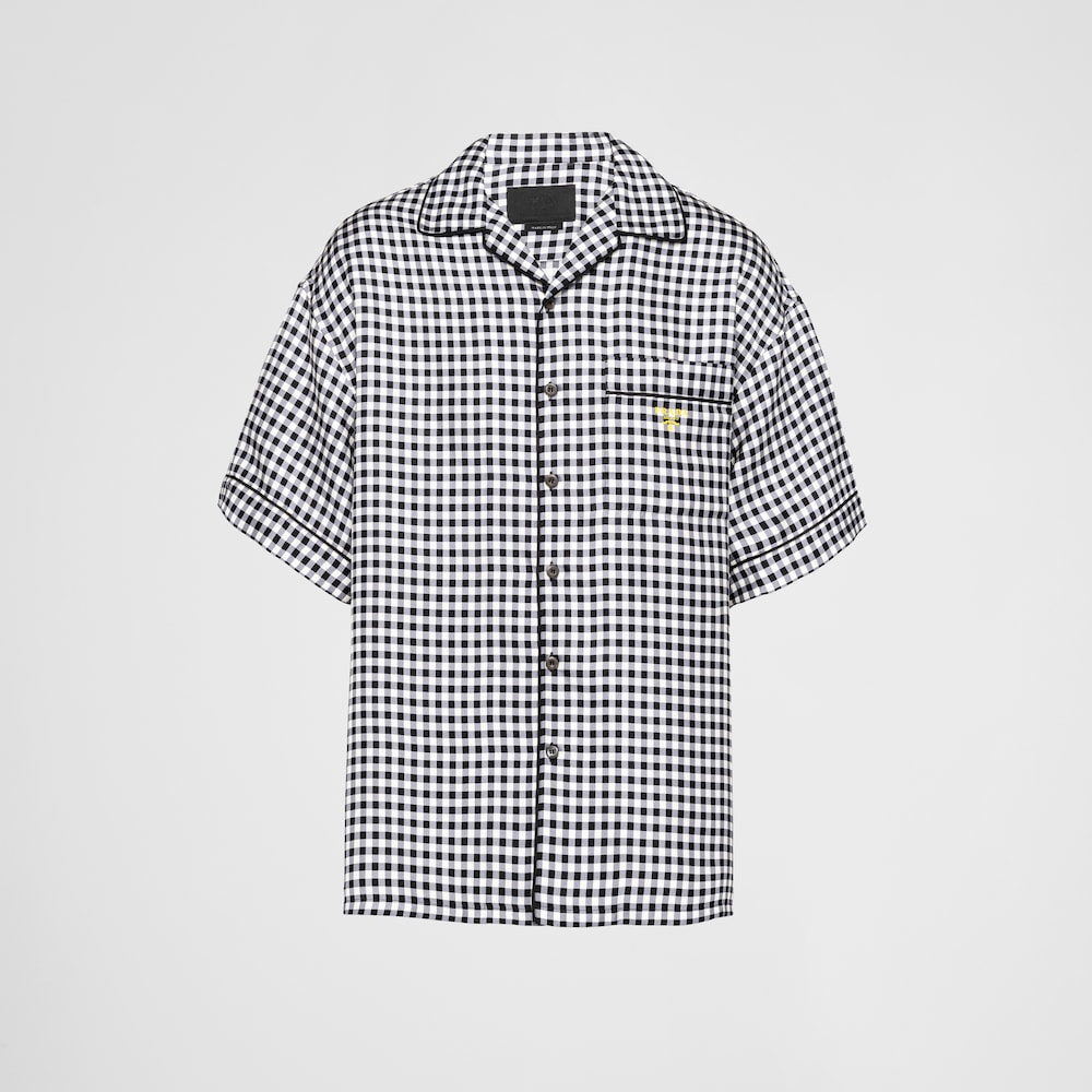 Prada Camicia maniche corte in twill seta Vichy 1