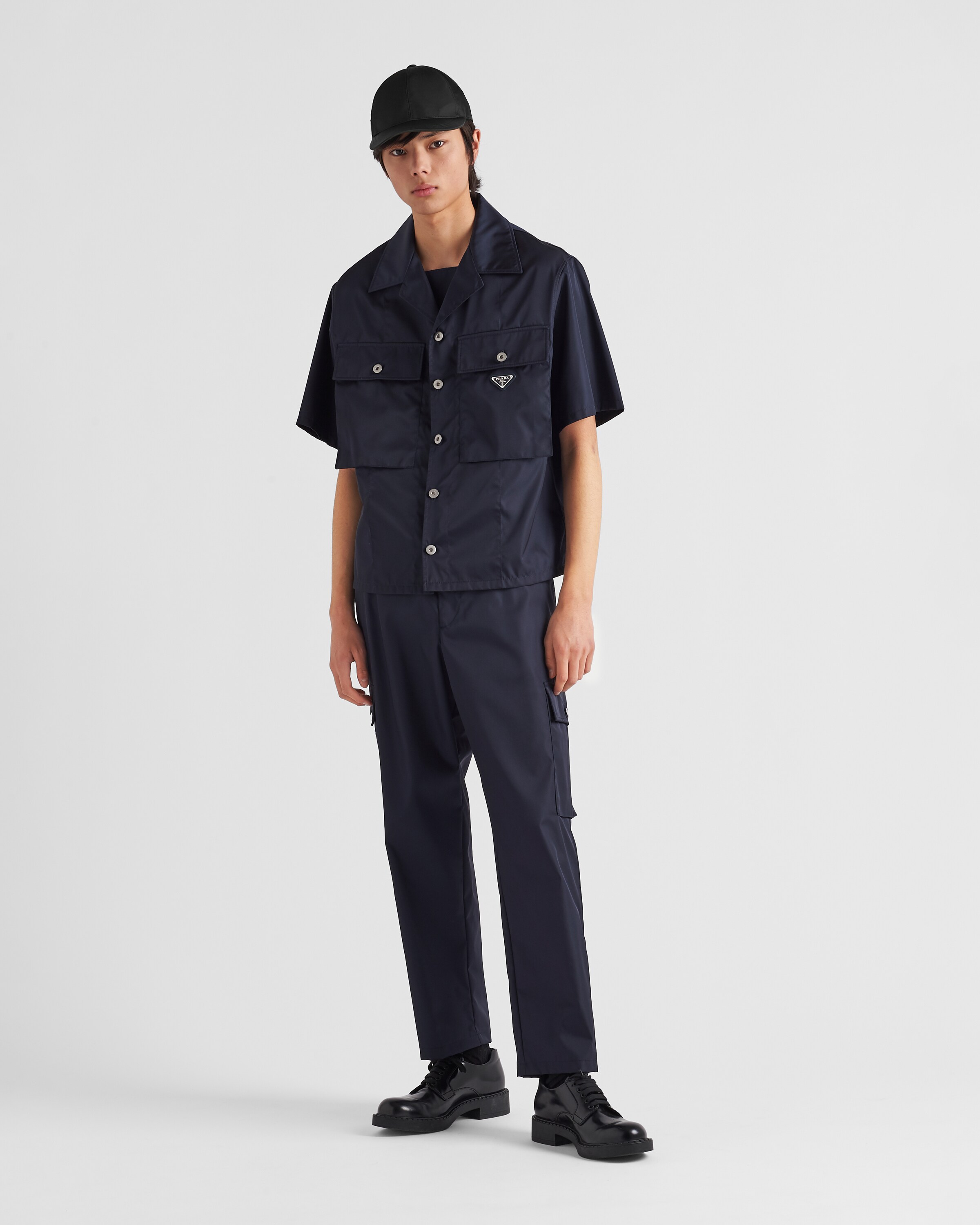 Blue Short sleeved Re nylon Shirt PRADA