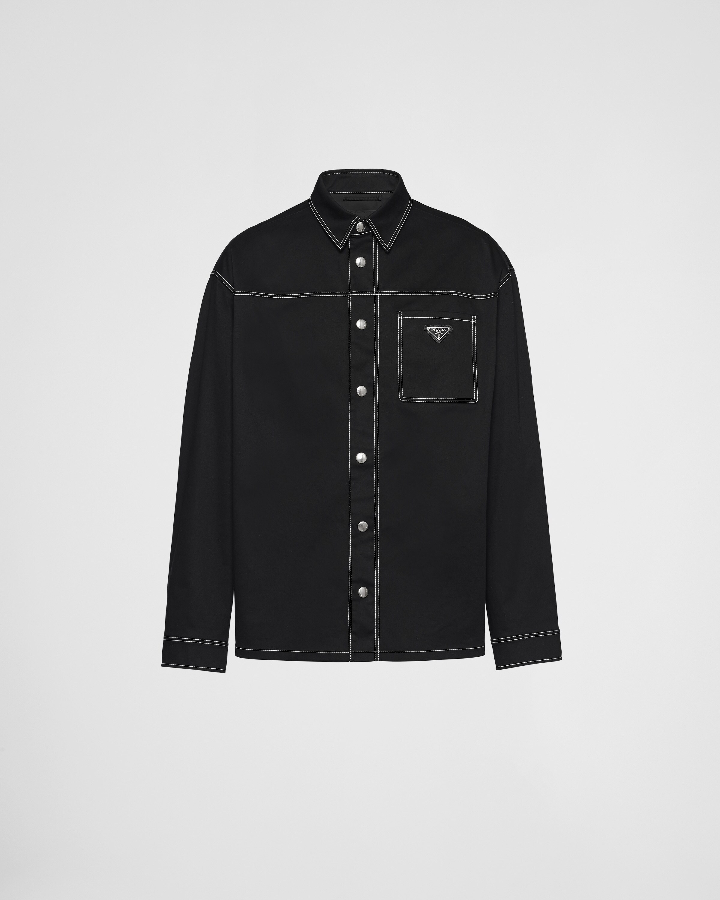 Prada Stretch Cotton Shirt In Black