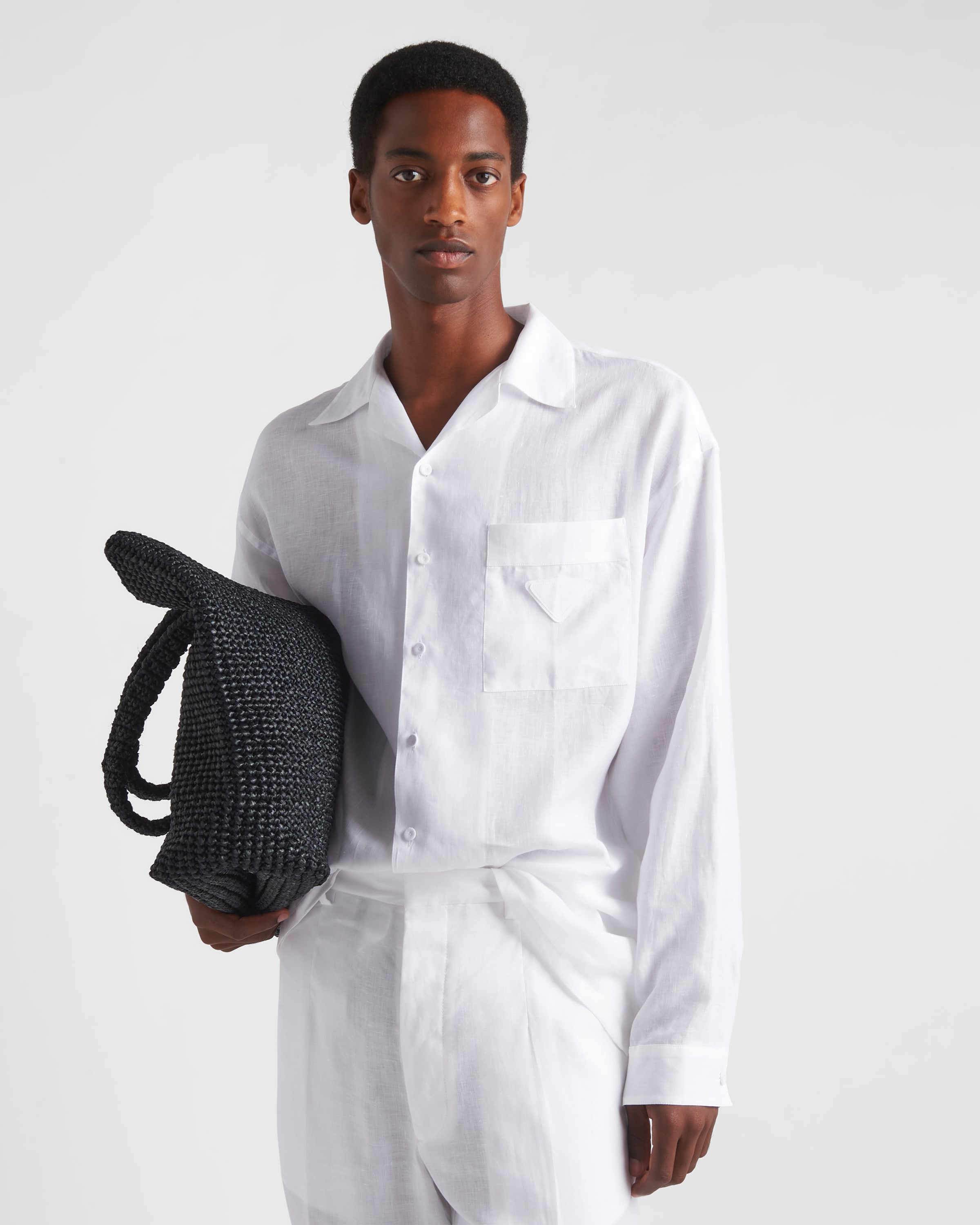 【初回限定】 ホワイト PRADA | リネンシャツ トップス