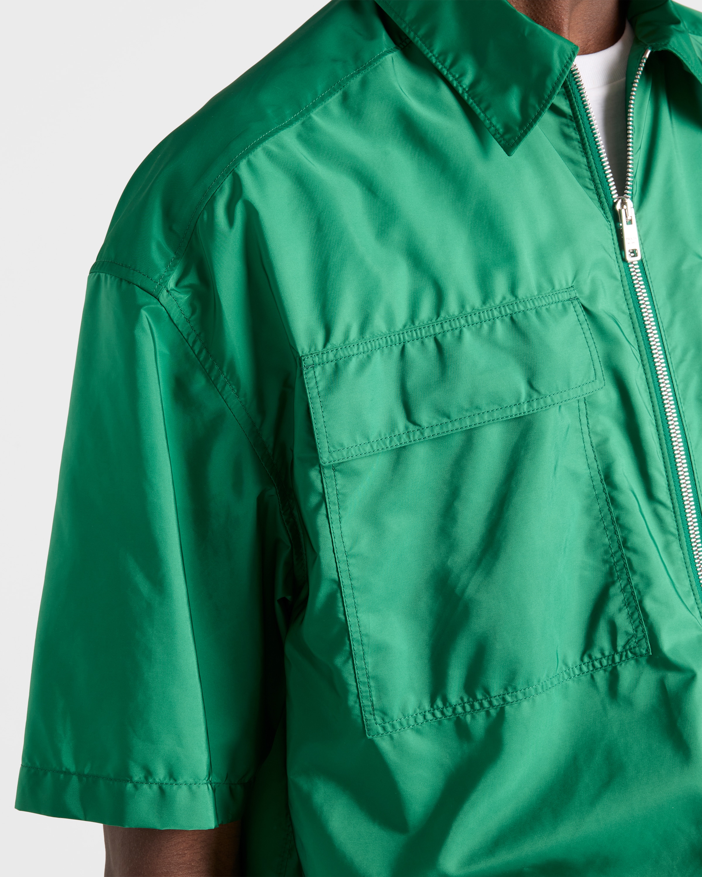 Emerald Green Short-sleeved light Re-Nylon shirt | PRADA - United