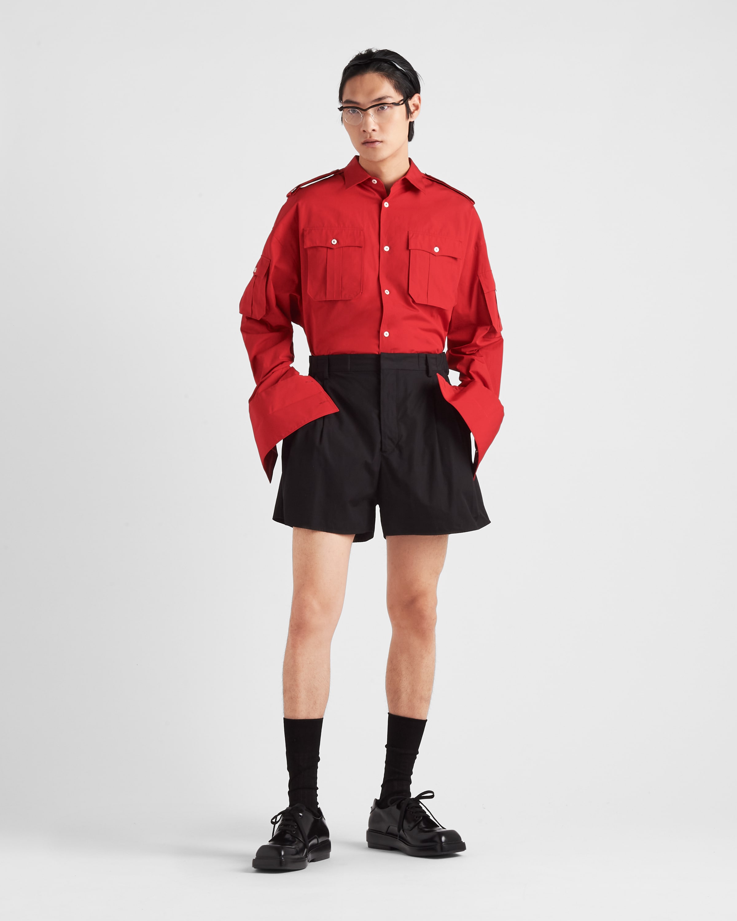 Shop Prada Cotton Shirt In Red