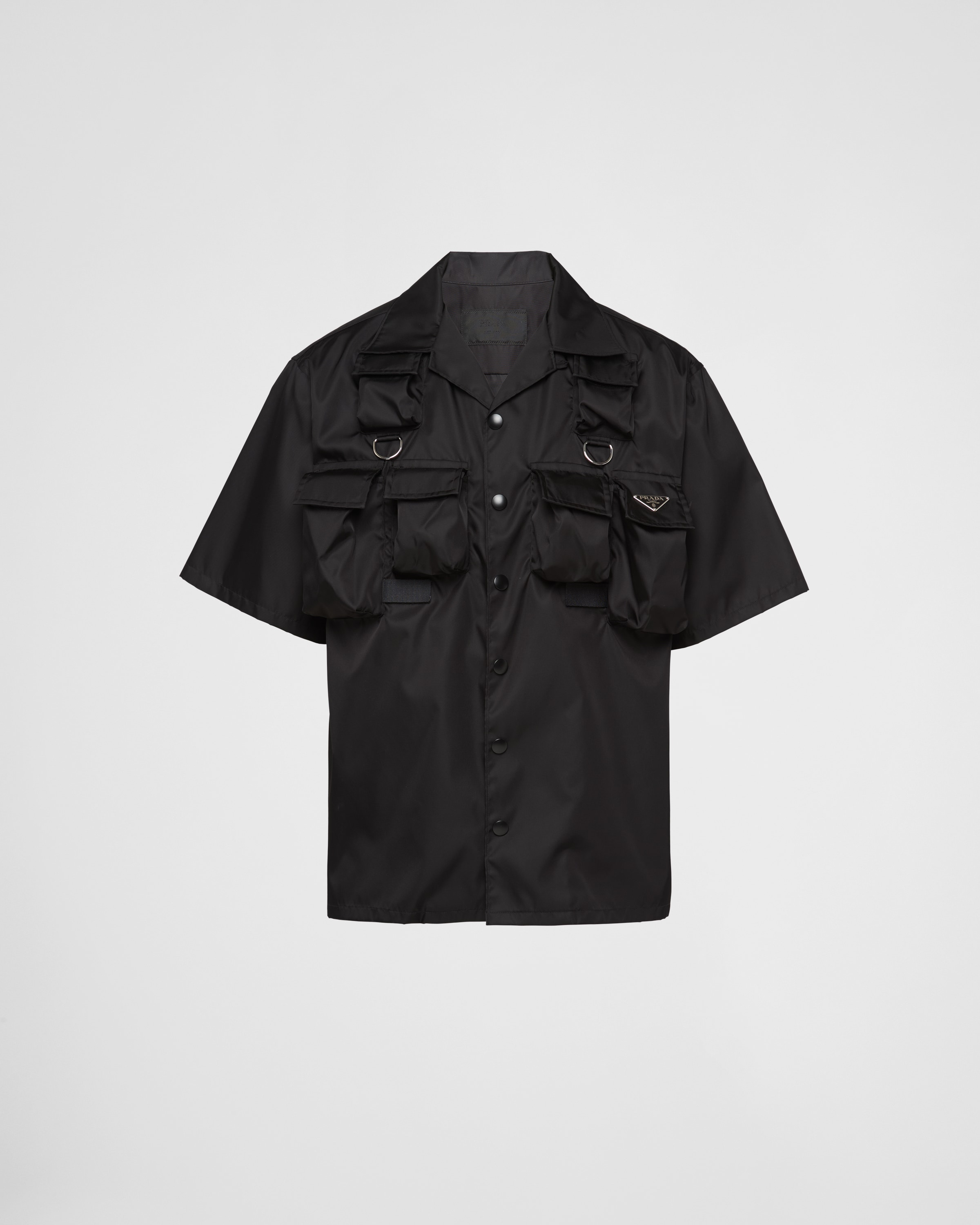 Shop Prada Short-sleeved Re-nylon Shirt In Black