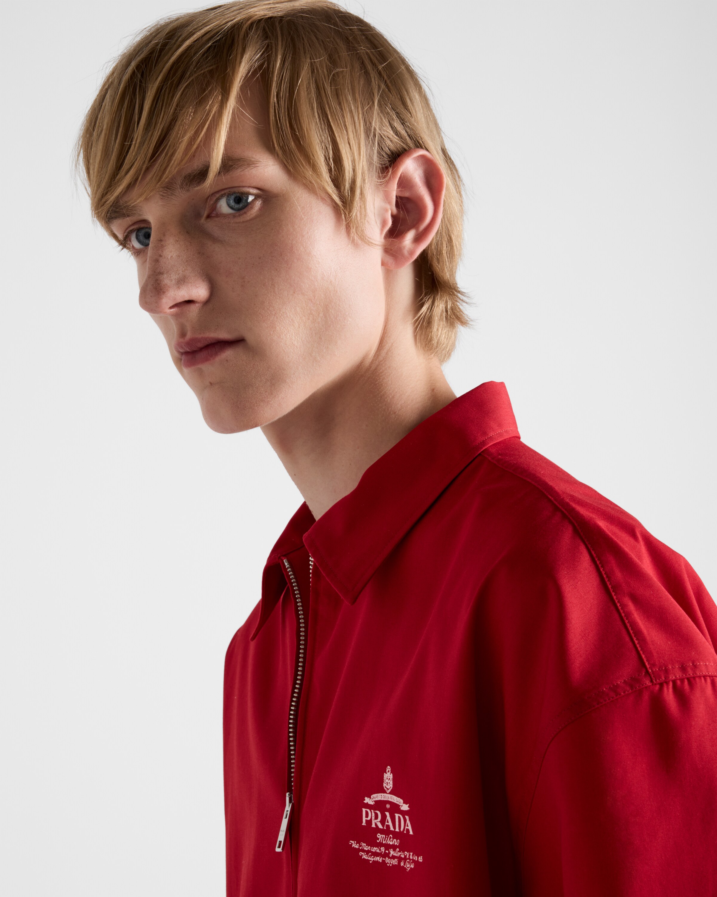 PRADA◆カットソー/S/コットン/RED/無地 PRADA SPORT Cotton Stretch Half Zip Long Sleeve T Shirt Size