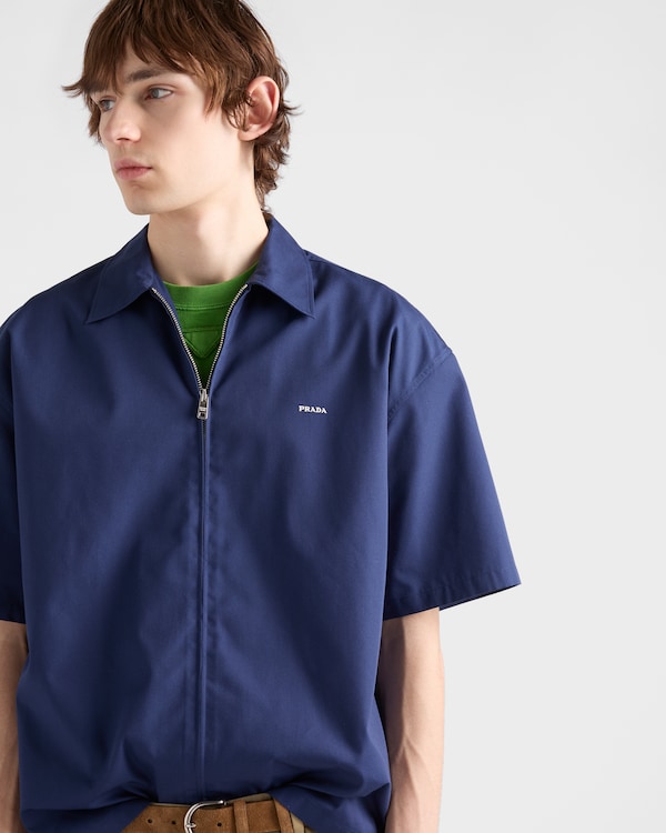 Short-sleeved technical cotton shirt - Bluette Short-sleeved technical cotton shirt - Bluette