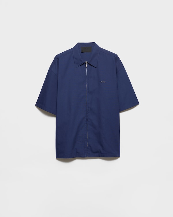 Short-sleeved technical cotton shirt - Bluette Short-sleeved technical cotton shirt - Bluette