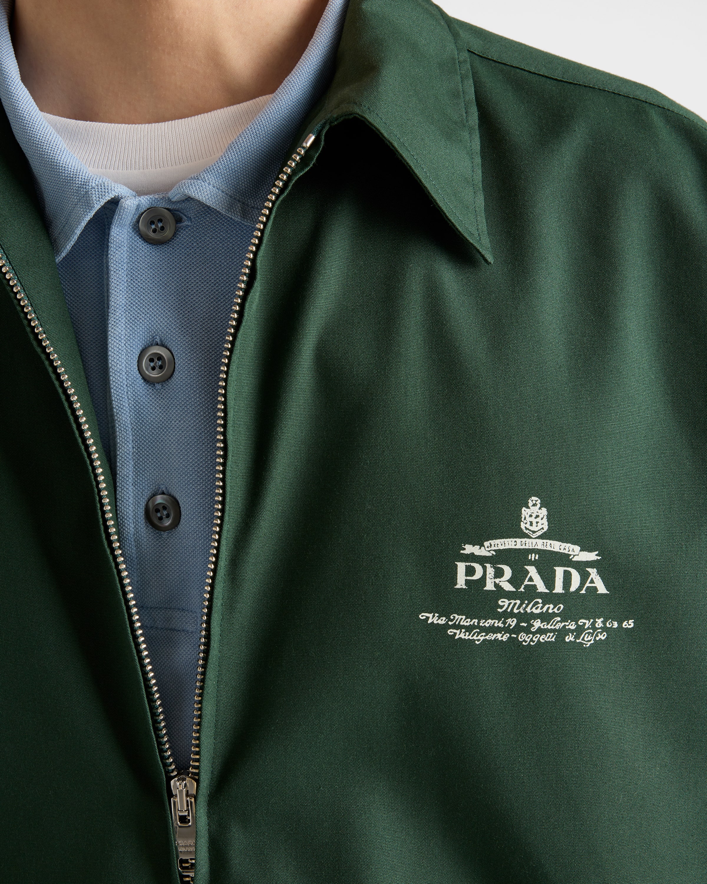 Billiard Green Short-sleeved technical cotton shirt | PRADA
