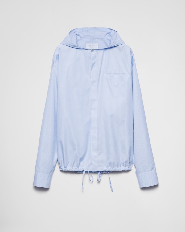 シャツ PRADA SC794_15PE HOODED COTTON SHIRT Sky Blue Hooded cotton shirt | PRADA