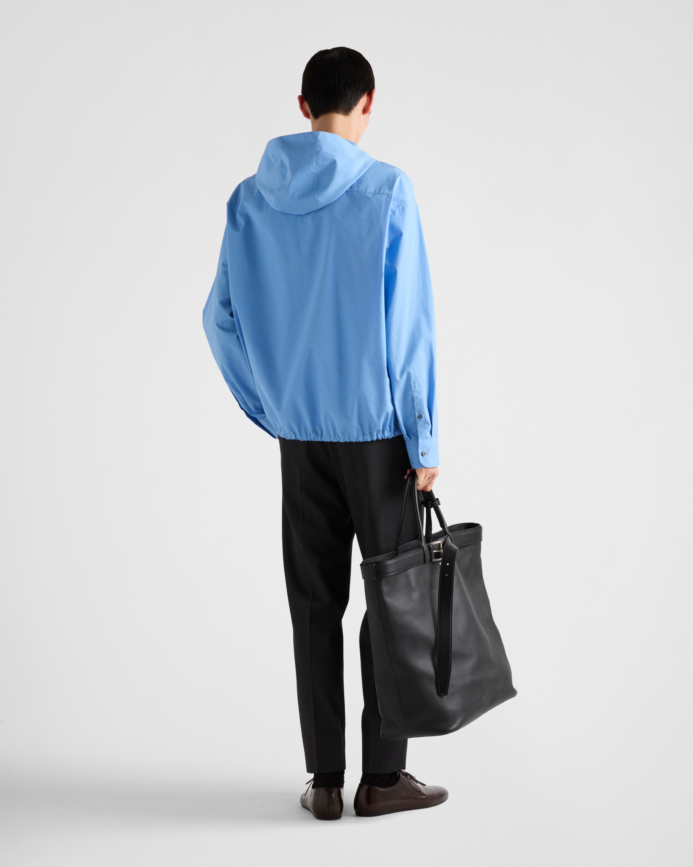Light Blue Cotton Hoodie Shirt | PRADA