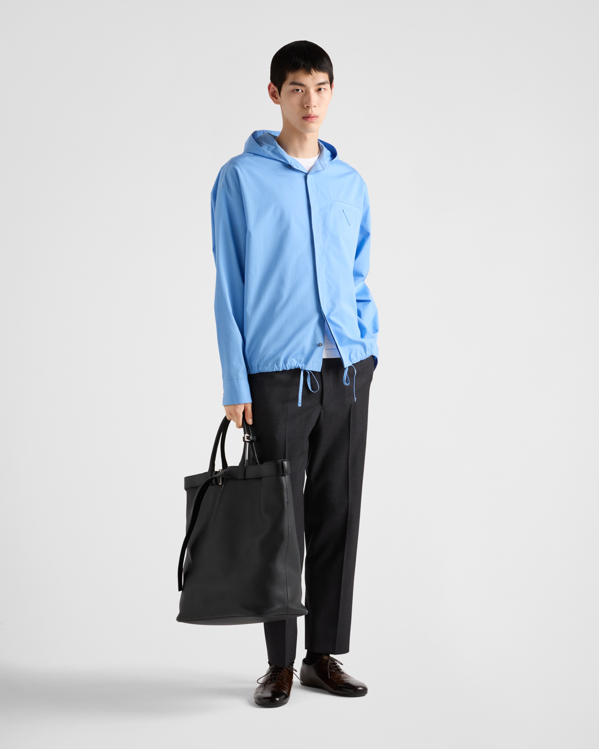 Light Blue Cotton hoodie shirt | PRADA
