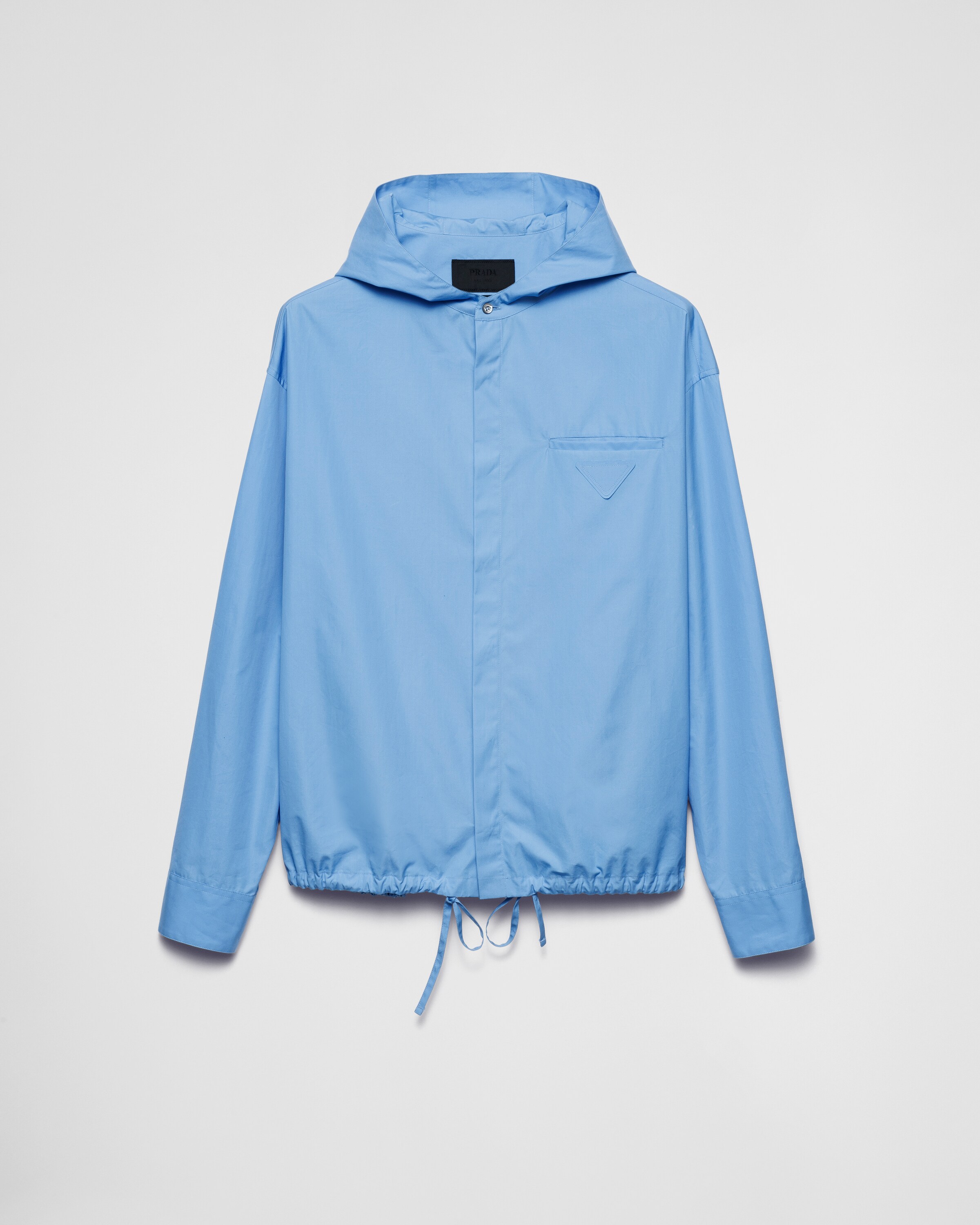 Light Blue Cotton Hoodie Shirt | PRADA