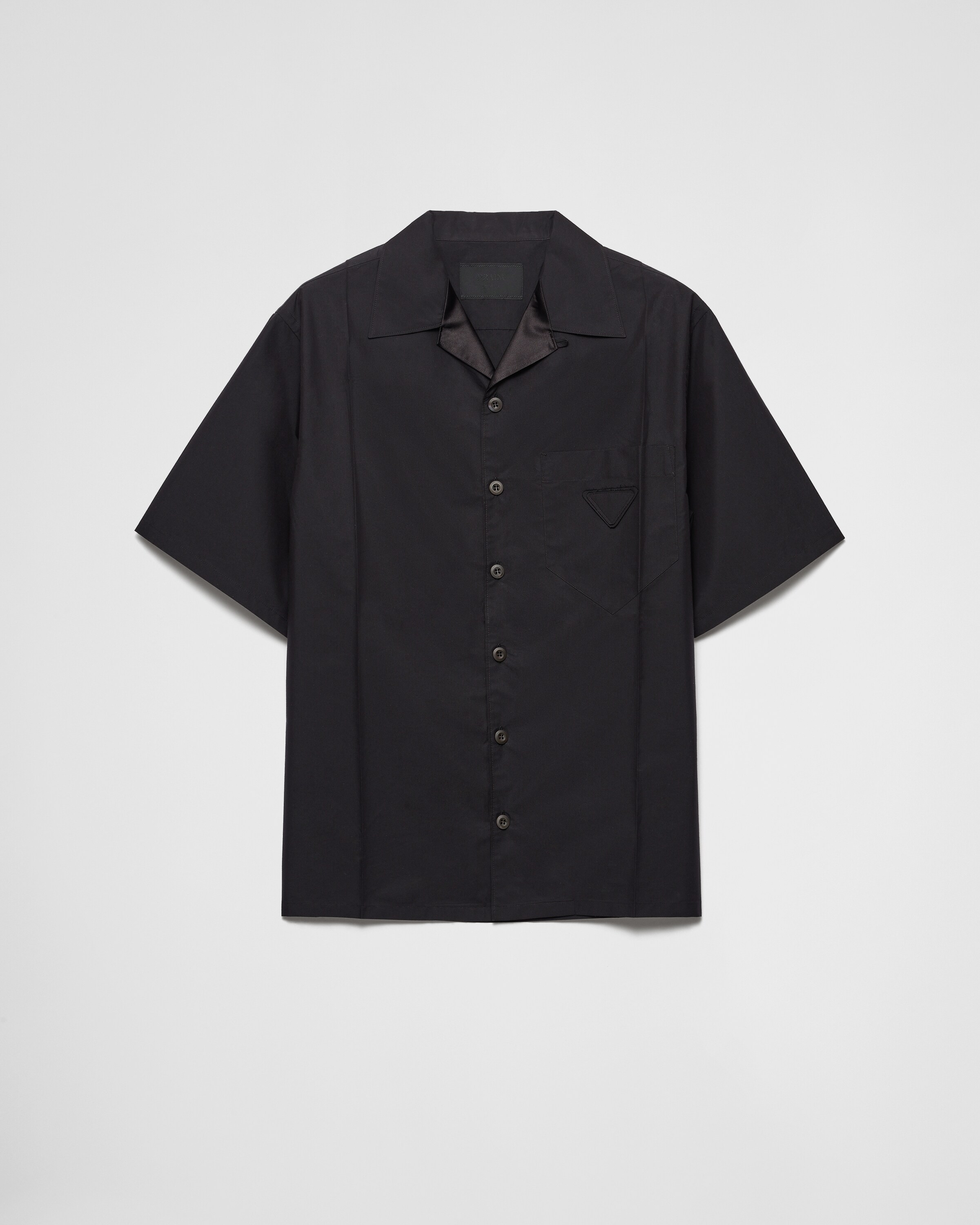Prada Technical Cotton Short-sleeved Shirt In Black