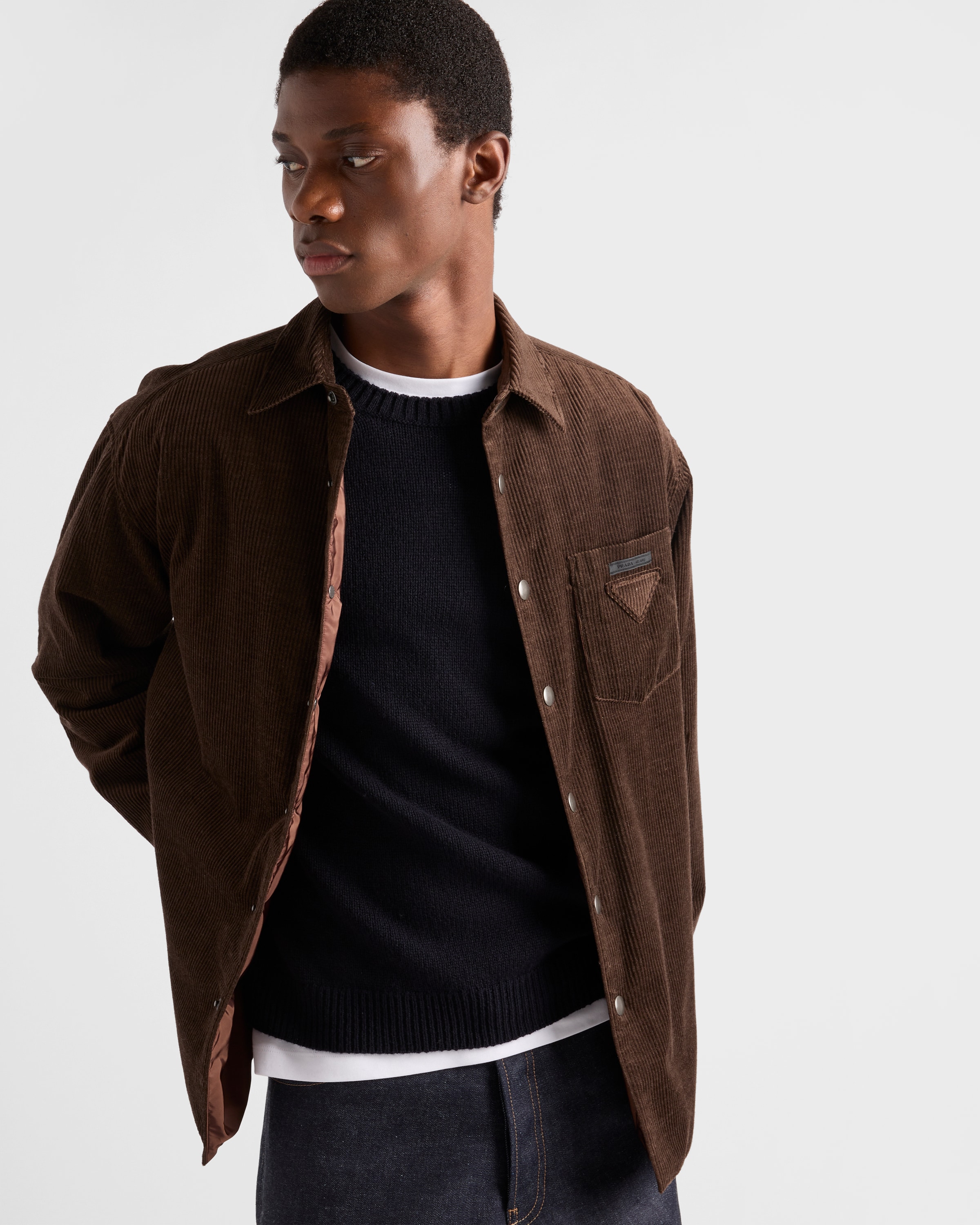 Prada Hemd Aus Cord In Brown