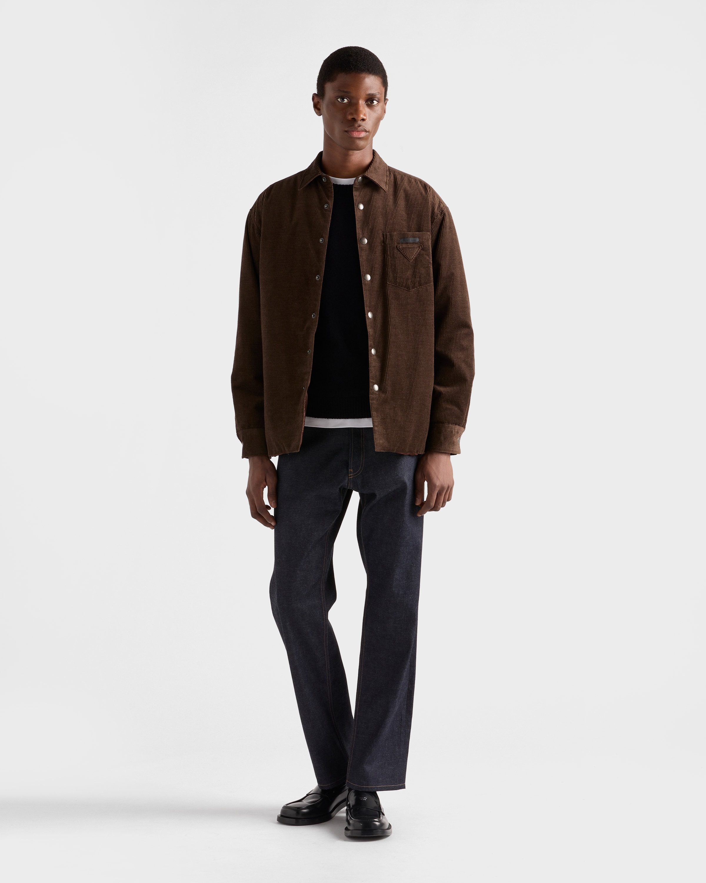 Prada Hemd Aus Cord In Brown