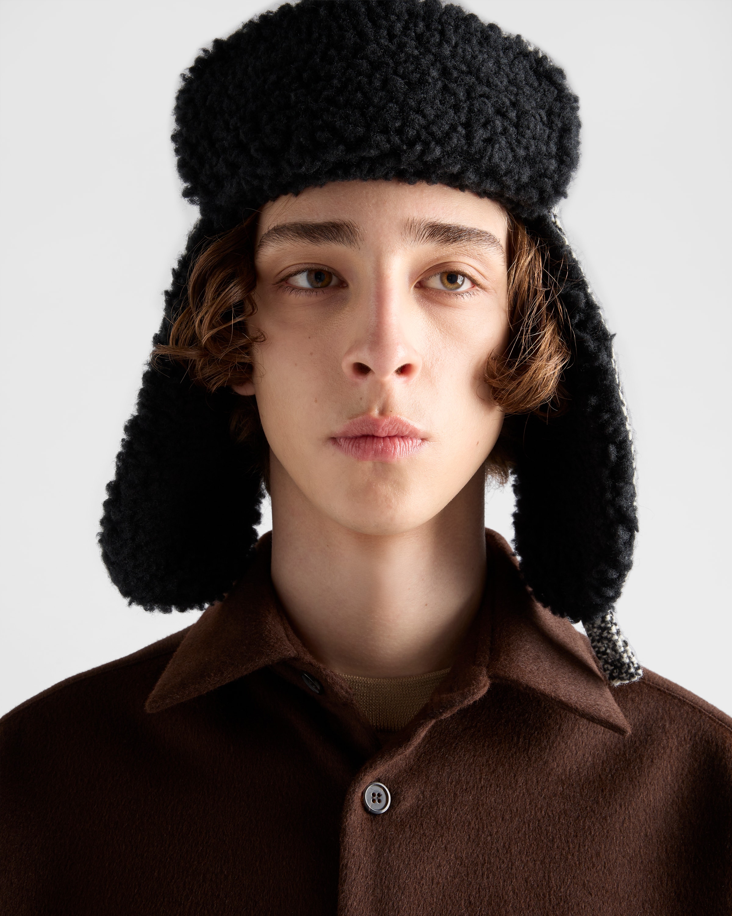 Prada Triangle Logo-patch Shirt In Brown