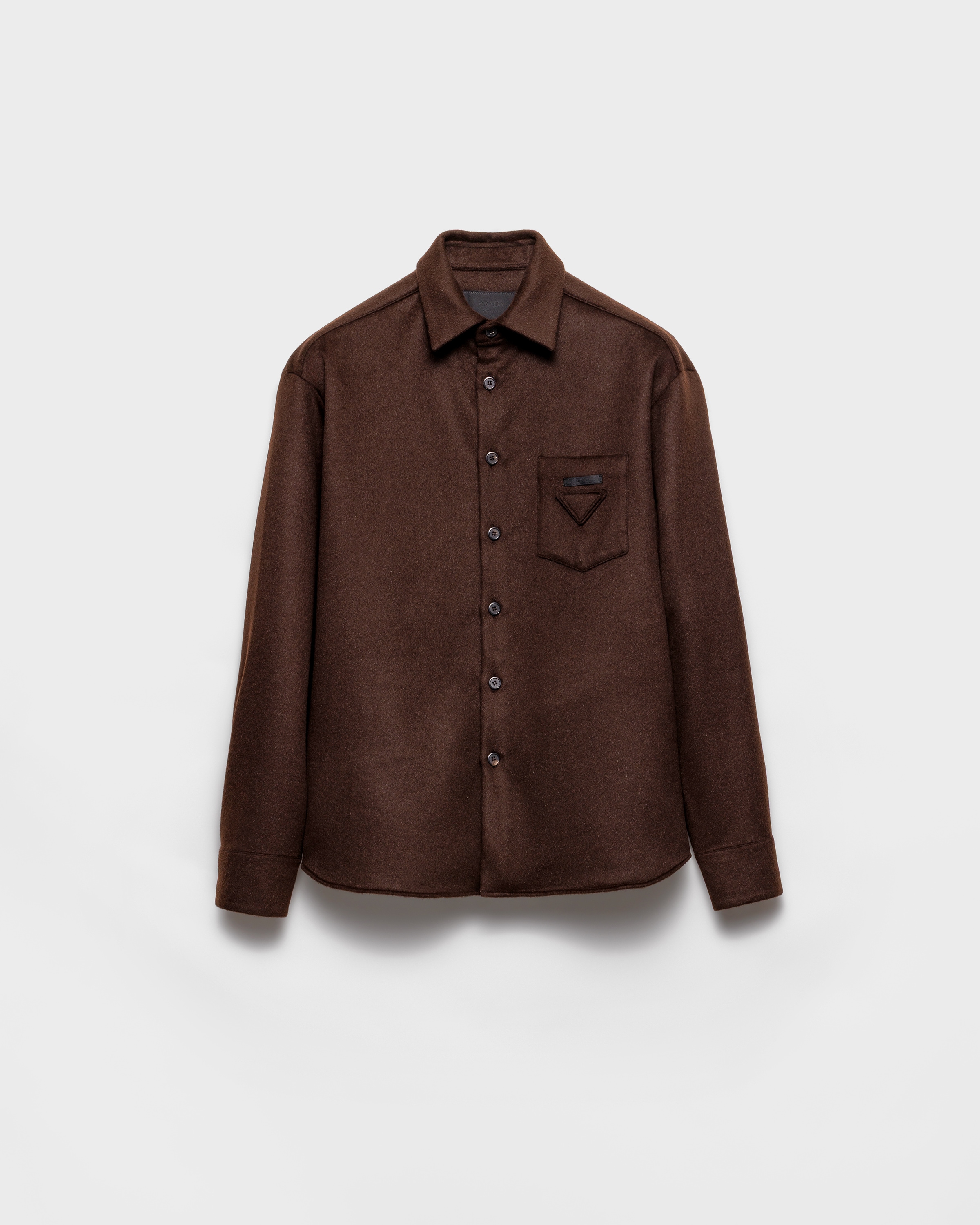 Prada Triangle Logo-patch Shirt In Brown