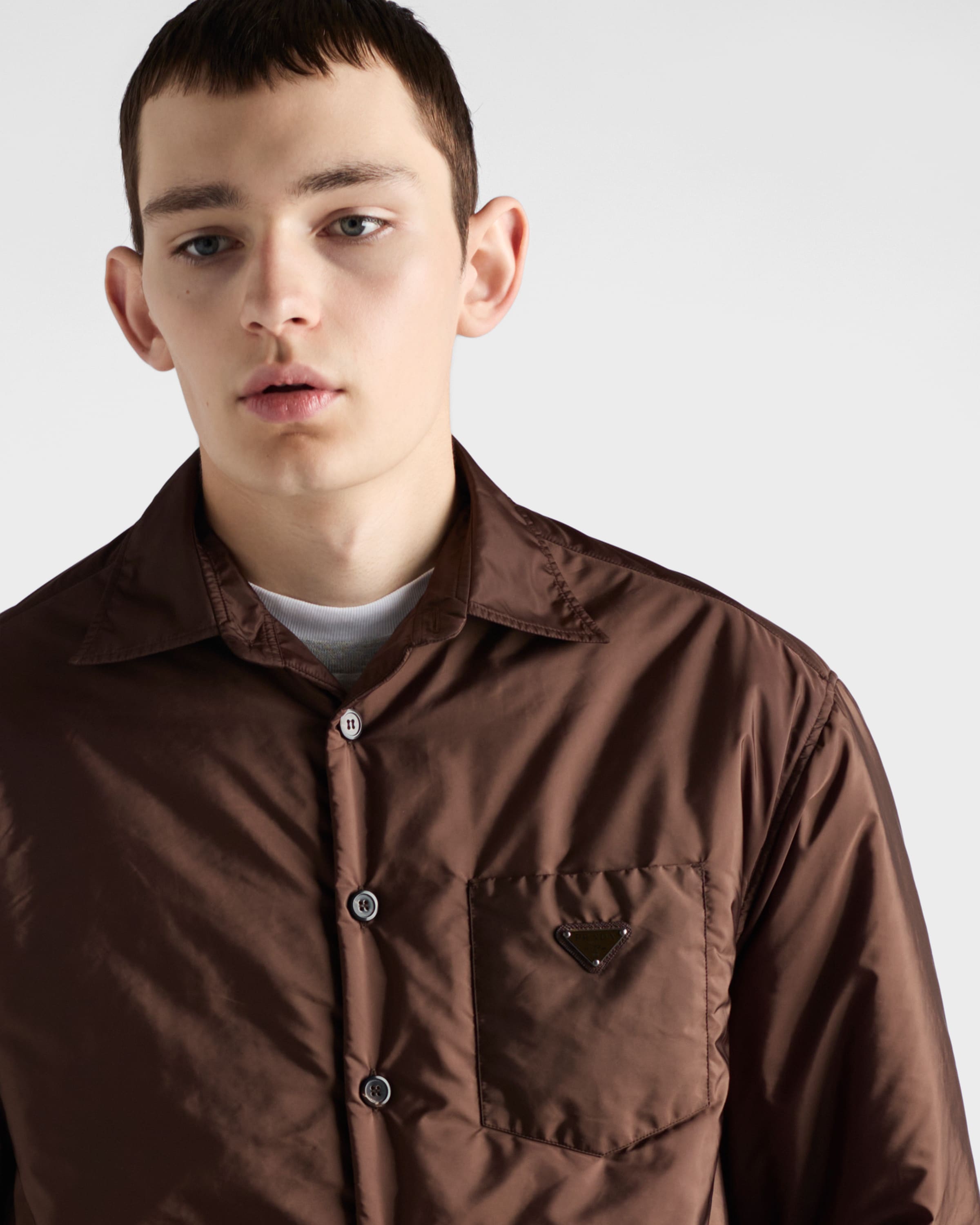 Cocoa Brown Light Re-Nylon shirt | PRADA - United States
