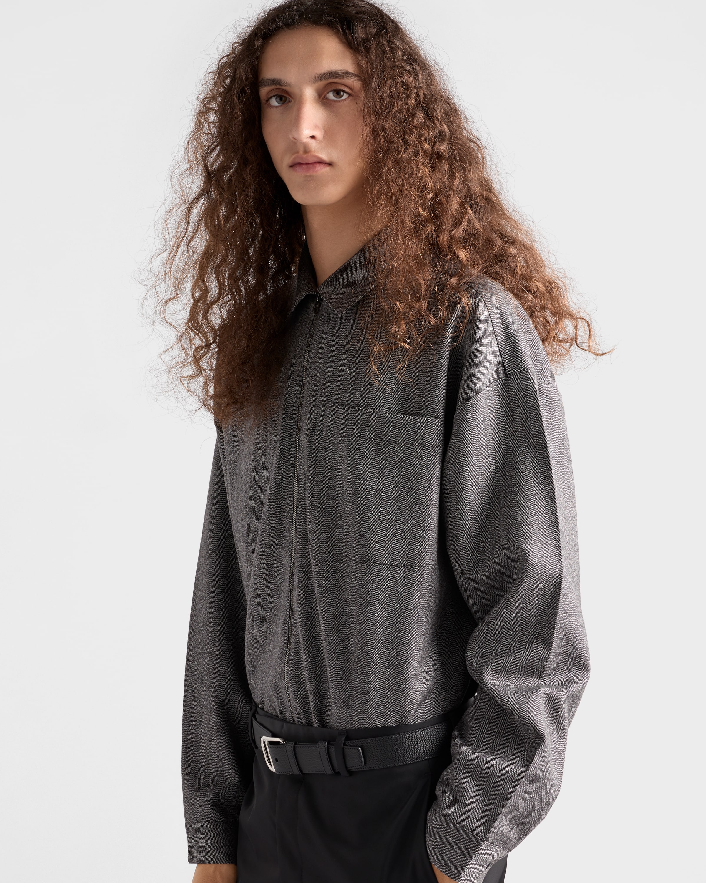 Wool zipper shirt