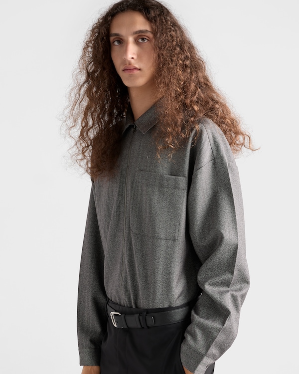 울 지퍼 셔츠 - 그레이 울 지퍼 셔츠 - 그레이