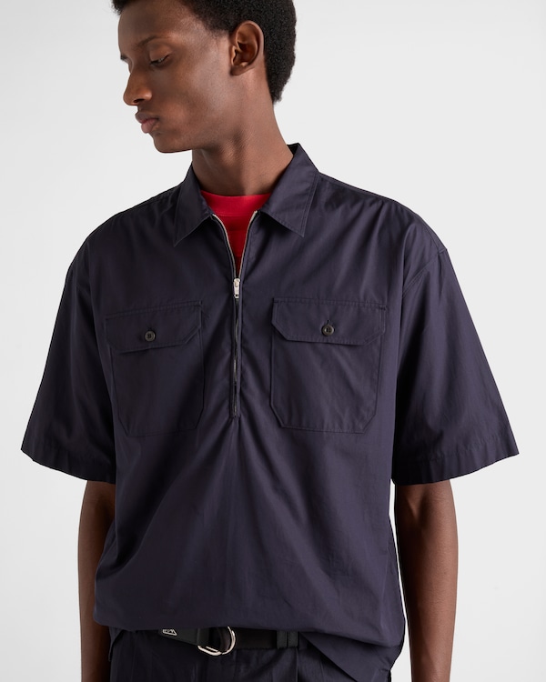 قميص قطن بأكمام قصيرة - أزرق قميص قطن بأكمام قصيرة - أزرق