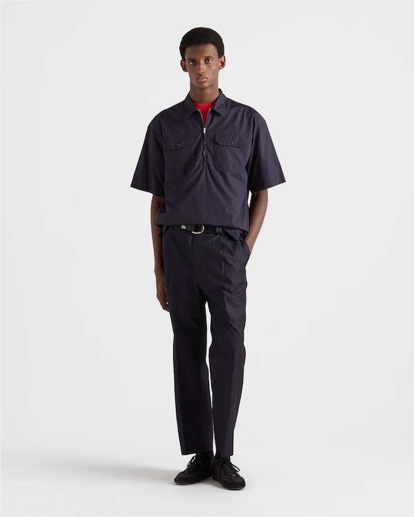 قميص قطن بأكمام قصيرة - أزرق قميص قطن بأكمام قصيرة - أزرق