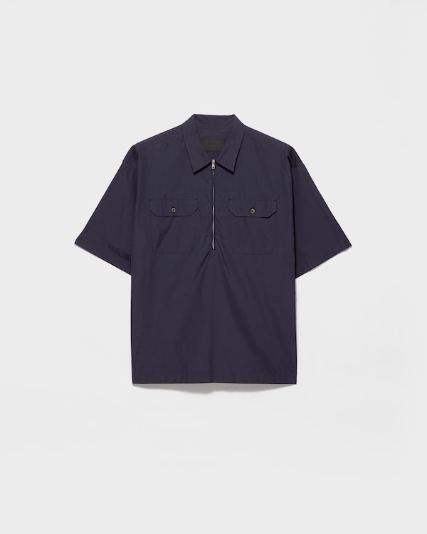 قميص قطن بأكمام قصيرة - أزرق قميص قطن بأكمام قصيرة - أزرق