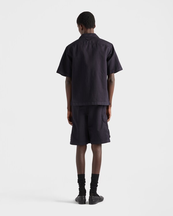 قميص قطن بأكمام قصيرة - أزرق قميص قطن بأكمام قصيرة - أزرق