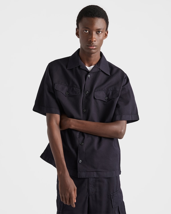 قميص قطن بأكمام قصيرة - أزرق قميص قطن بأكمام قصيرة - أزرق