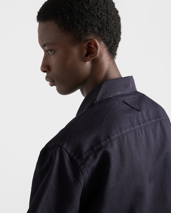 قميص قطن بأكمام قصيرة - أزرق قميص قطن بأكمام قصيرة - أزرق