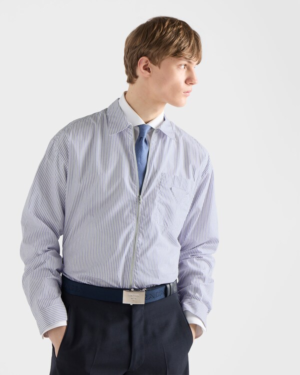 Cotton zipper shirt - Blue/White Cotton zipper shirt - Blue/White