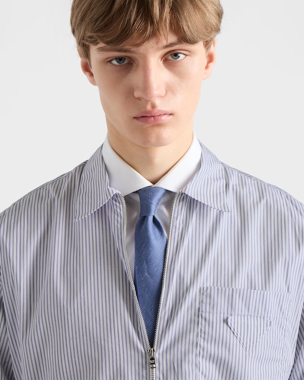 Cotton zipper shirt - Blue/White Cotton zipper shirt - Blue/White