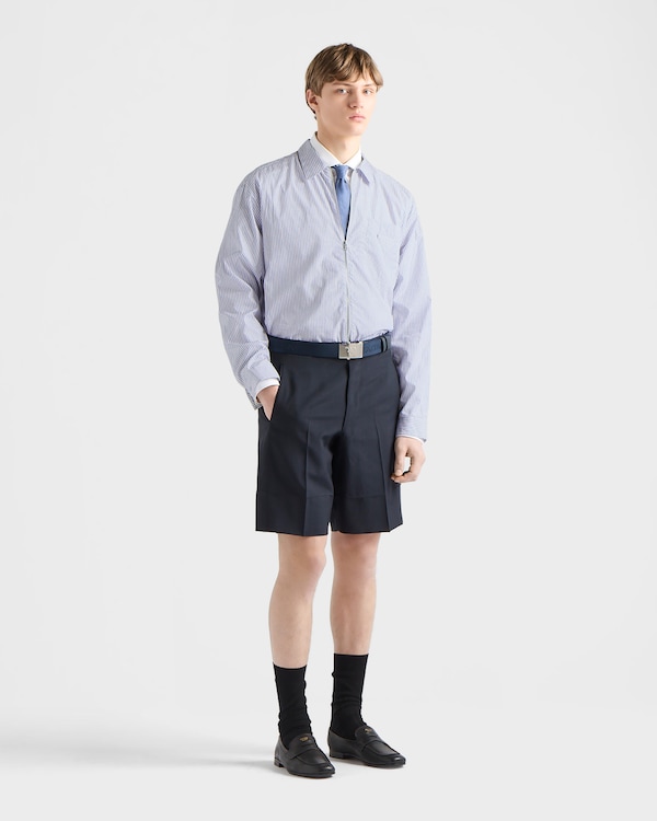 Cotton zipper shirt - Blue/White Cotton zipper shirt - Blue/White