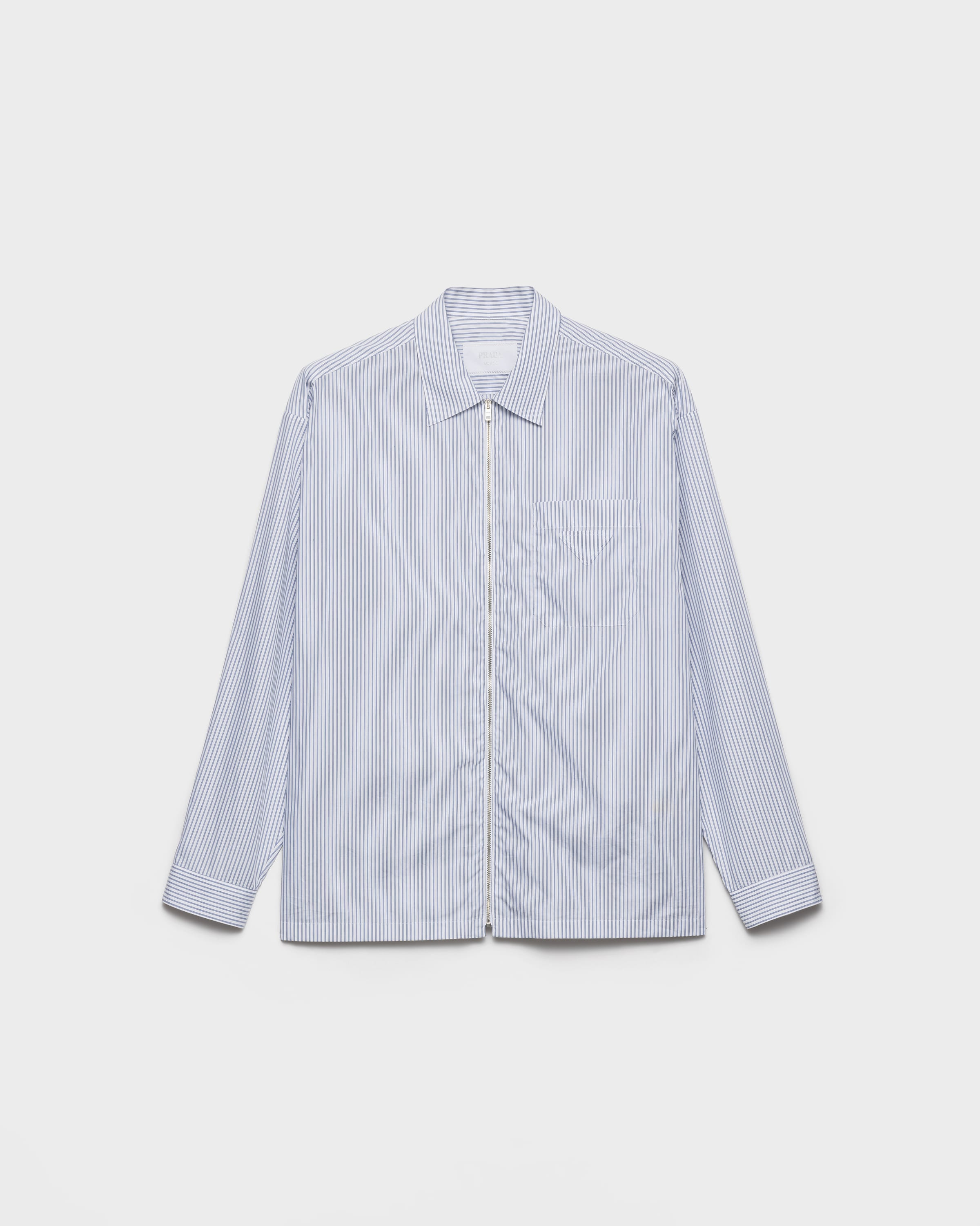 Blue/white Cotton Zipper Shirt | PRADA