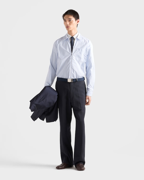 Re-Nylon zipper shirt - White / Sky Blue Re-Nylon zipper shirt - White / Sky Blue