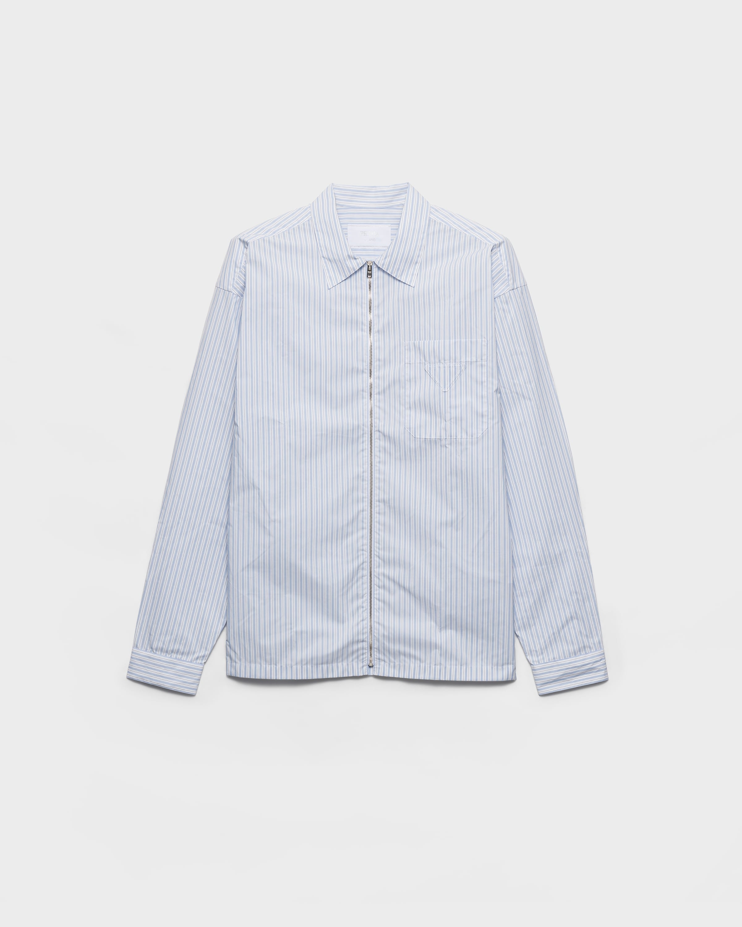 White / Sky Blue Re-nylon Zipper Shirt | PRADA