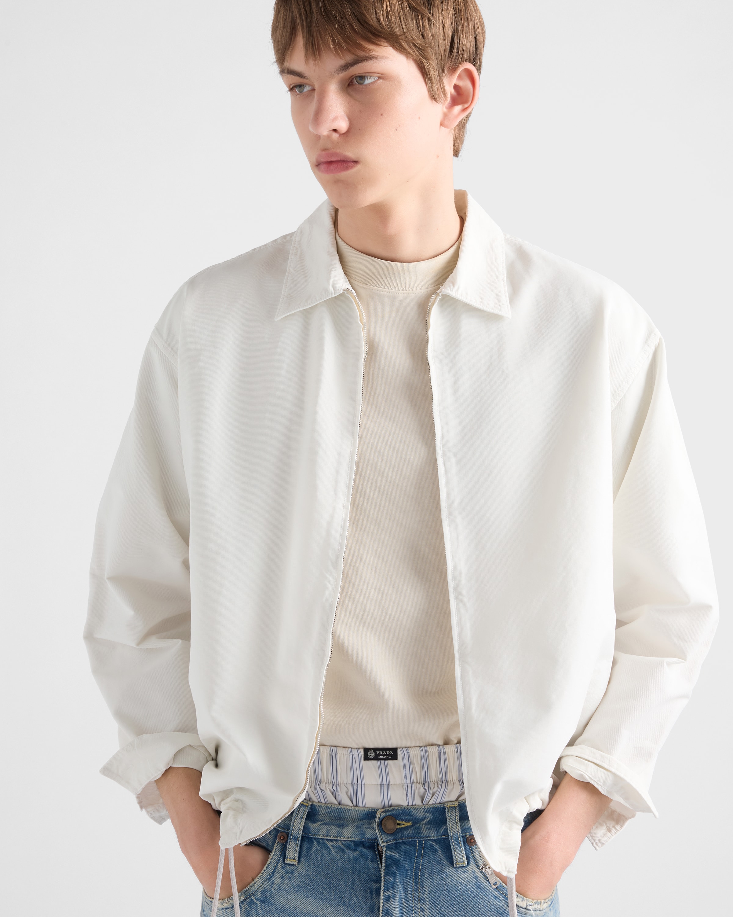 Chalk White Cotton Shirt | PRADA - United States