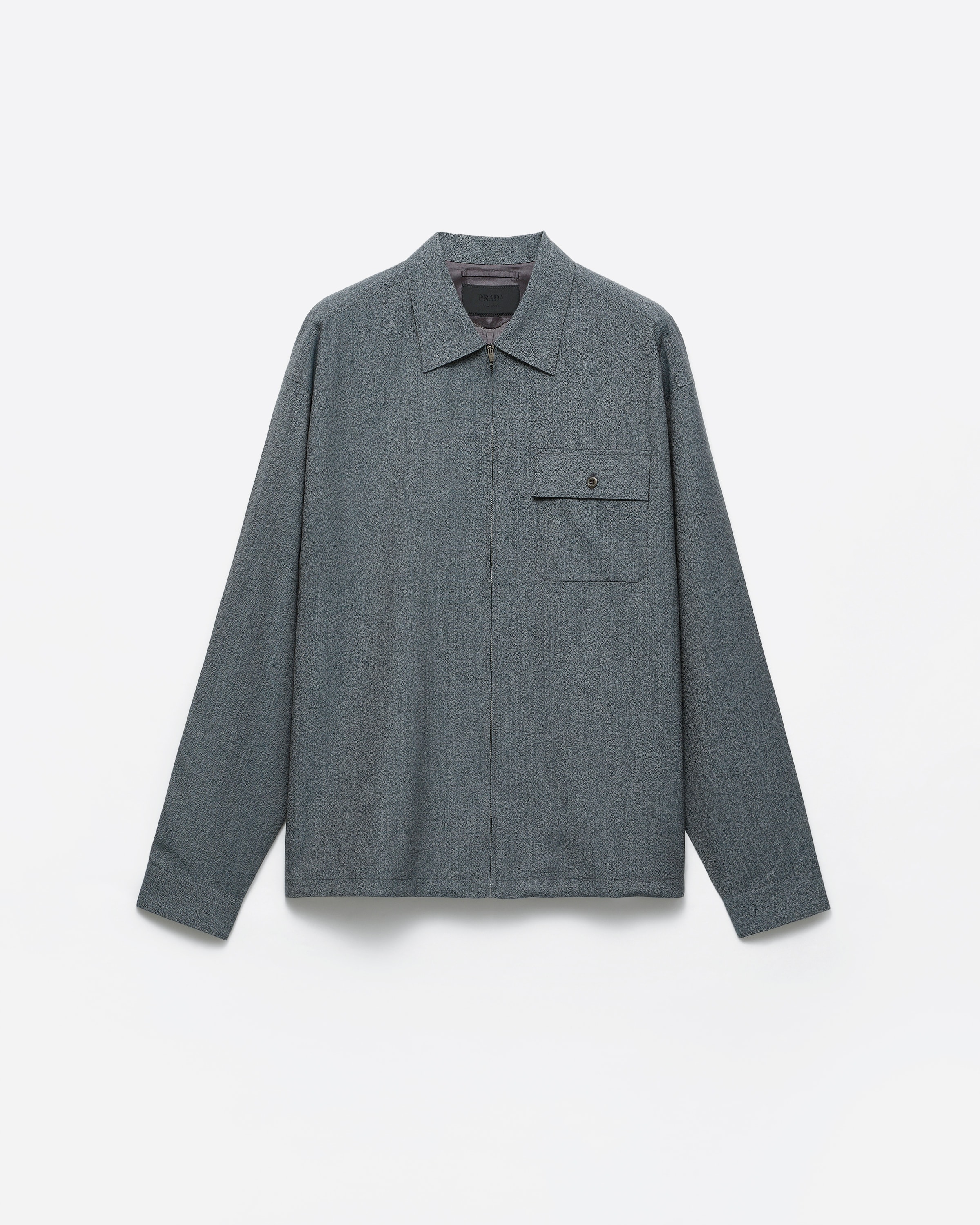 Uniform Gray Wool Zipper Shirt | PRADA