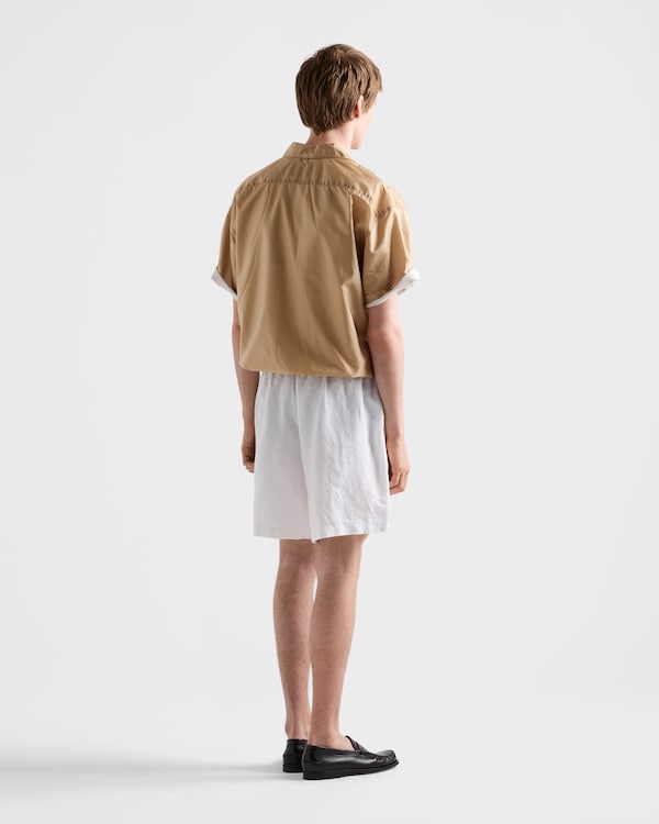 Short-sleeved Re-Nylon zipper shirt - Camel Brown Short-sleeved Re-Nylon zipper shirt - Camel Brown
