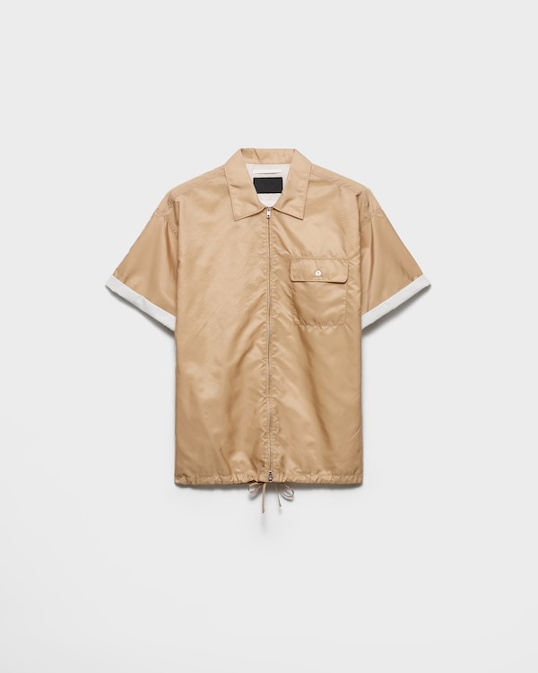 Short-sleeved Re-Nylon zipper shirt - Camel Brown Short-sleeved Re-Nylon zipper shirt - Camel Brown