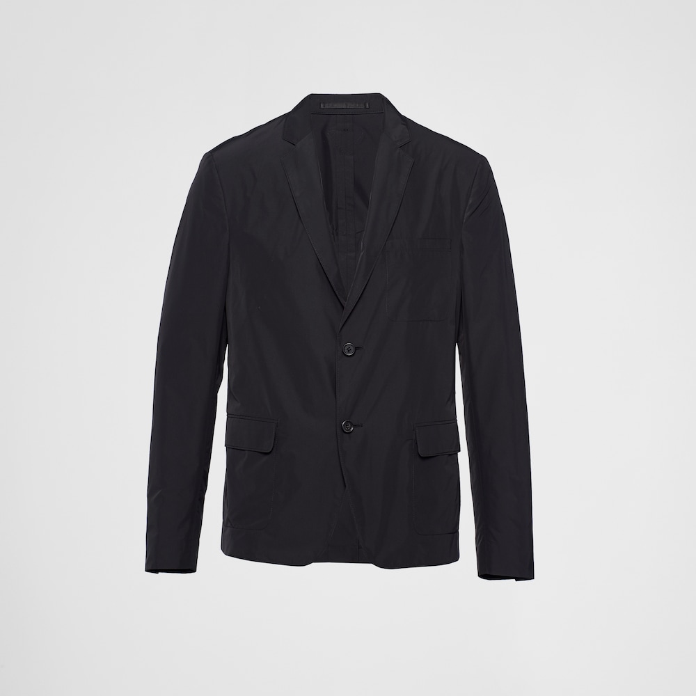 Black Singlebreasted technical poplin jacket Prada