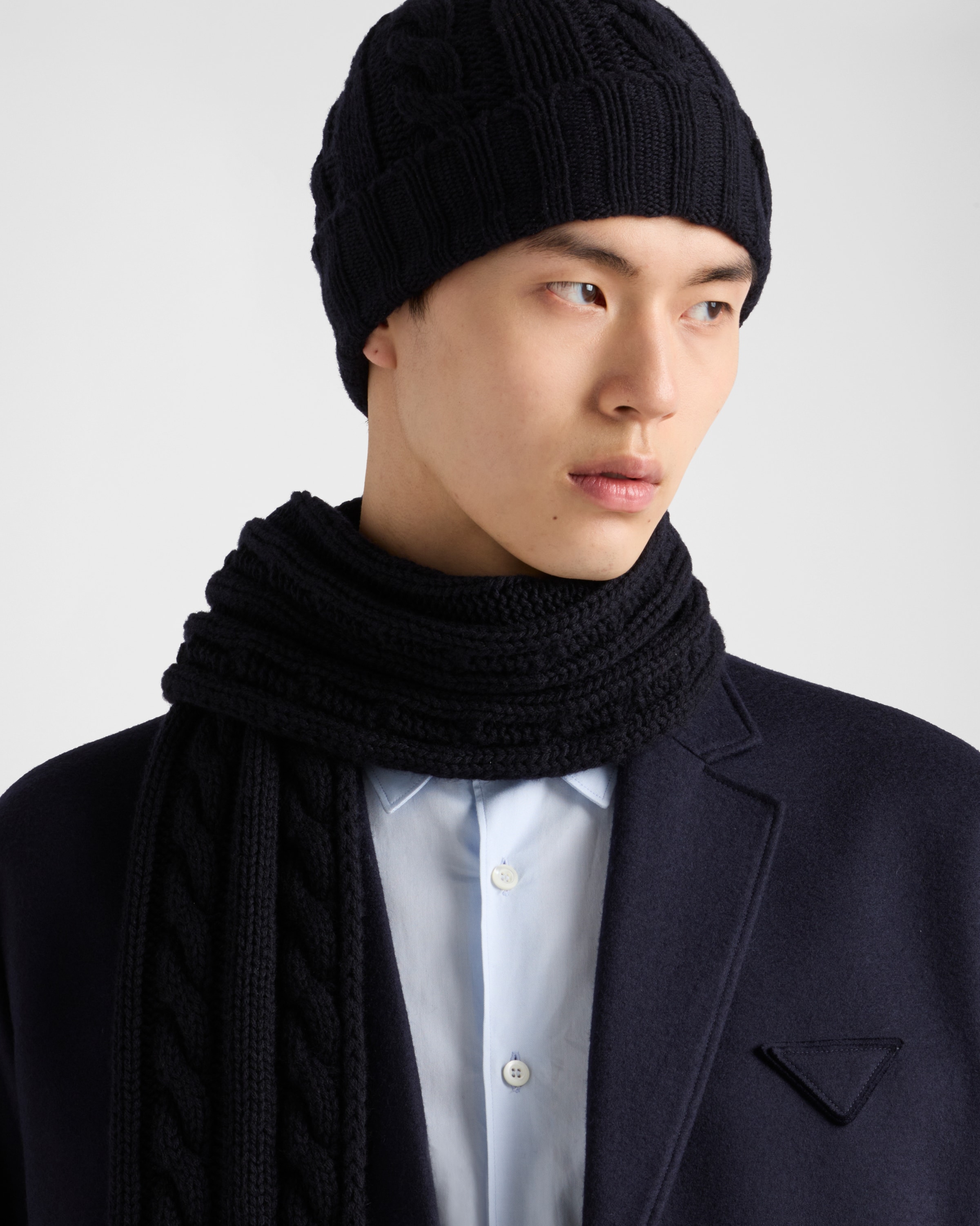 ネイビー シングルブレスト ウール ジャケット | PRADA