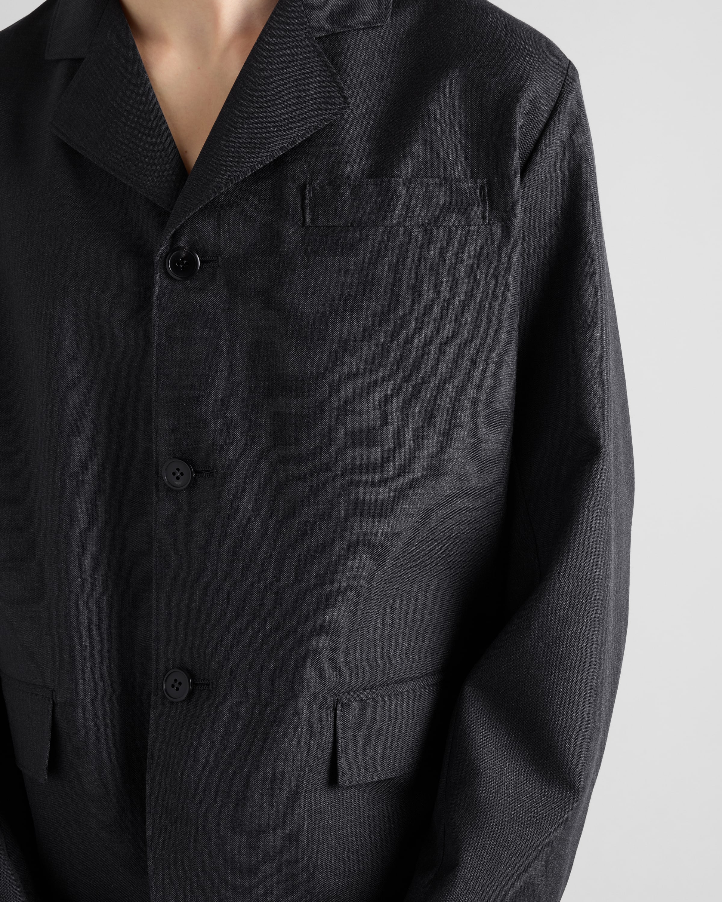 Prada Single-breasted Wool And Silk Jacket In Black