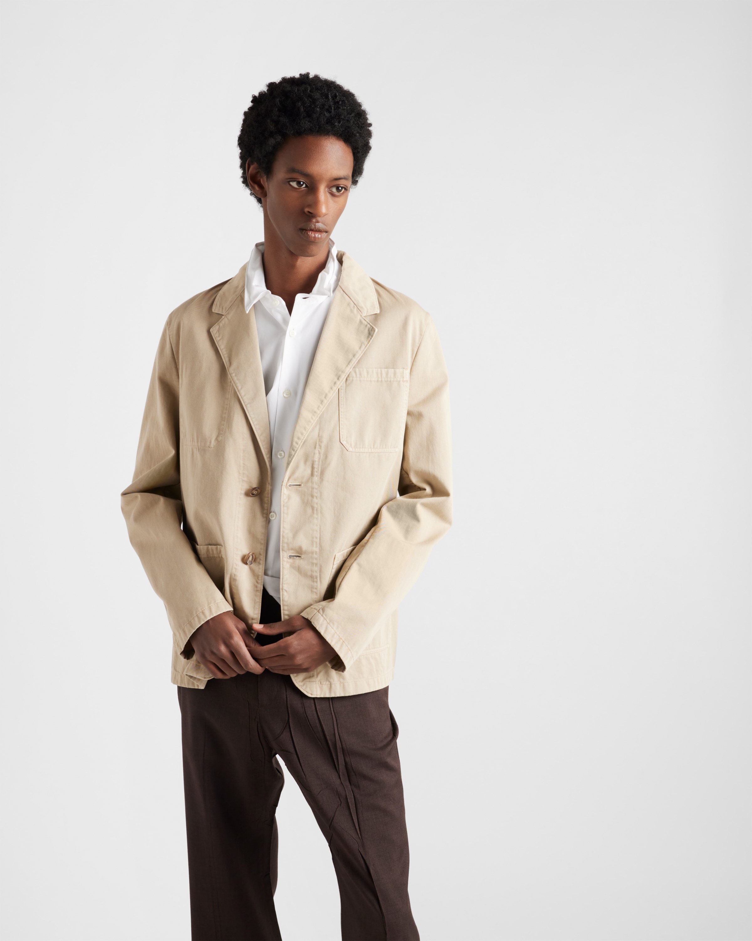 Cord Single-breasted cotton jacket | PRADA