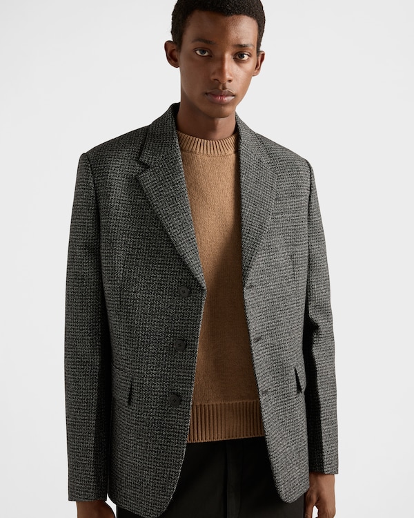 Single-breasted wool jacket - Black/White Single-breasted wool jacket - Black/White