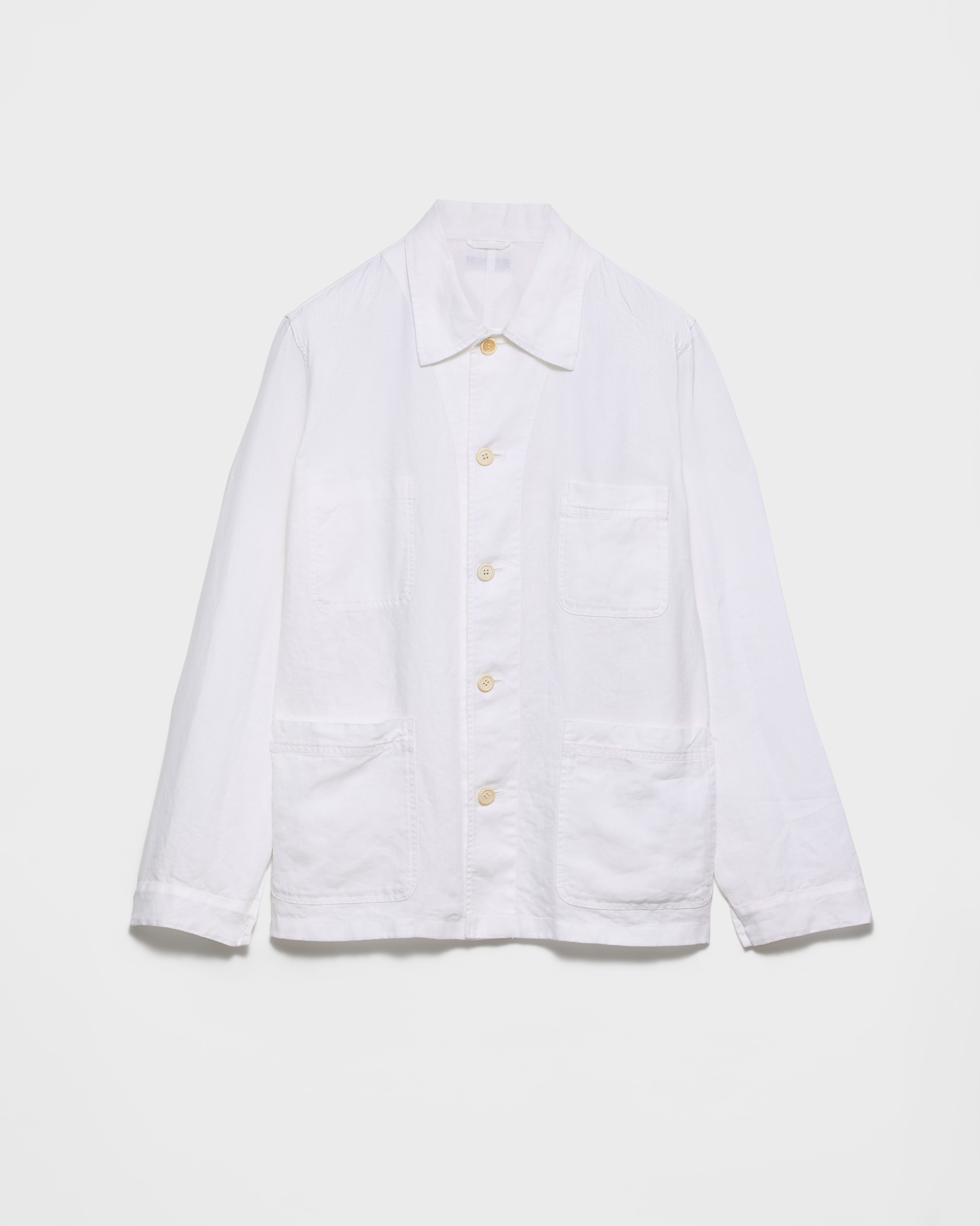White Single-breasted Linen Jacket | PRADA - United States