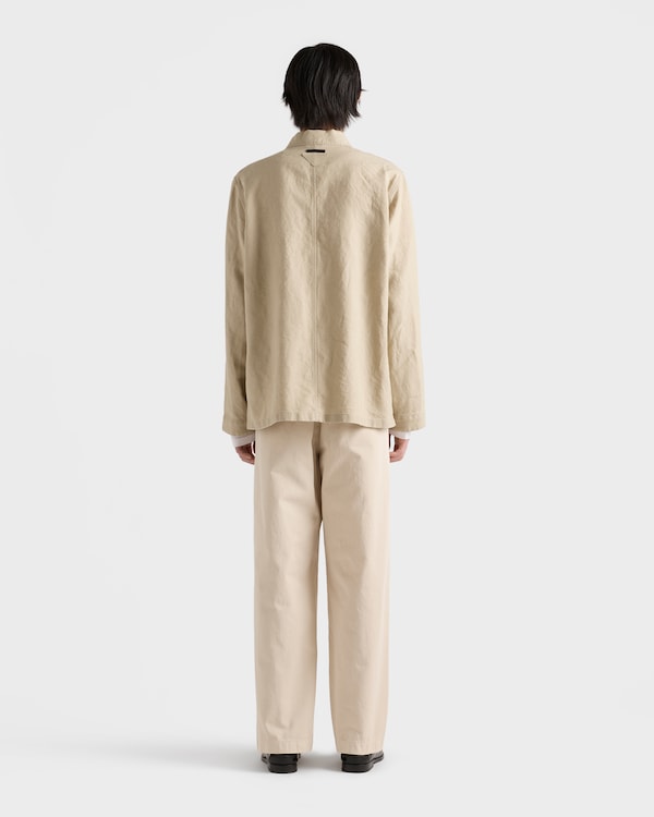 Einreihige Jacke aus Leinen - Sandbeige Einreihige Jacke aus Leinen - Sandbeige