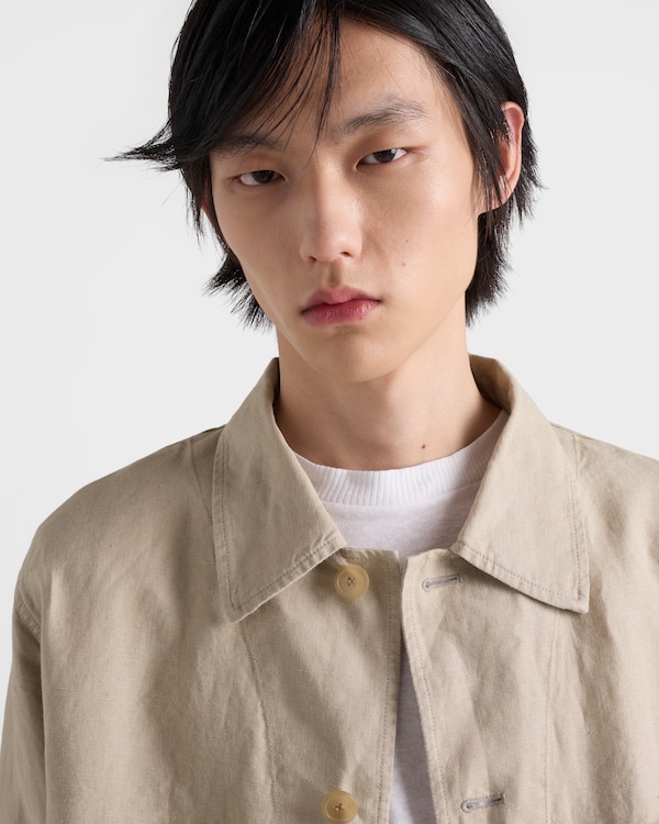 Einreihige Jacke aus Leinen - Sandbeige Einreihige Jacke aus Leinen - Sandbeige