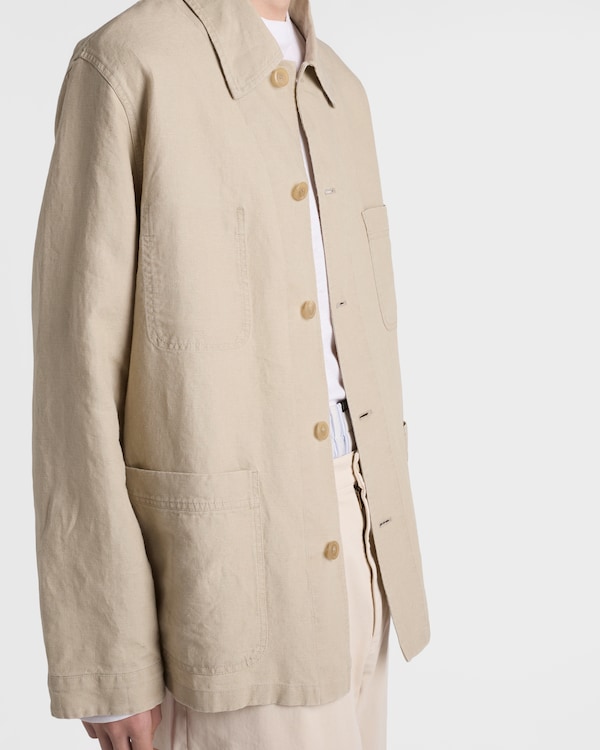 Einreihige Jacke aus Leinen - Sandbeige Einreihige Jacke aus Leinen - Sandbeige