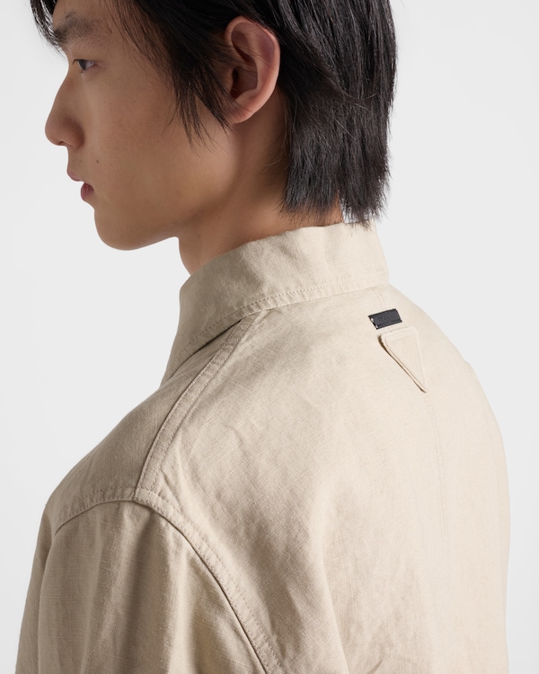 Einreihige Jacke aus Leinen - Sandbeige Einreihige Jacke aus Leinen - Sandbeige